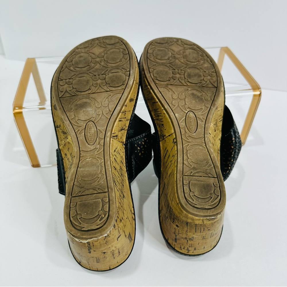 DR SCHOLLS CORK WEDGE BLACK LARGE STRAP SANDALS WOMENS SIZE 7 GREAT CONDITION - Picture 10 of 10